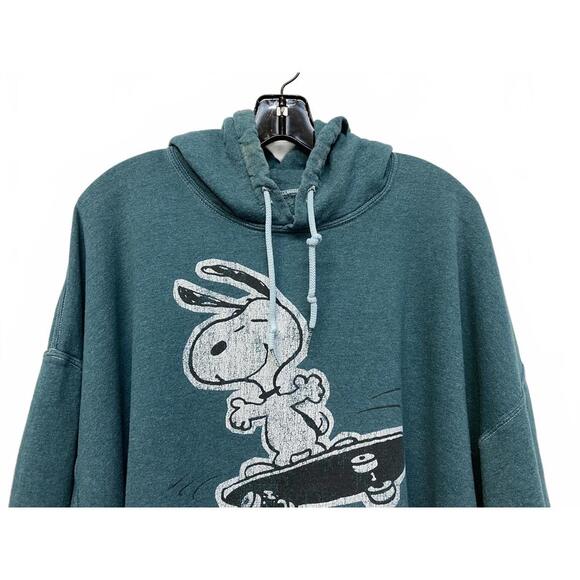 Desert Dreamer Women's Peanuts Snoopy Skateboard Hoodie XL Teal Oversized Cozy - Picture 5 of 6